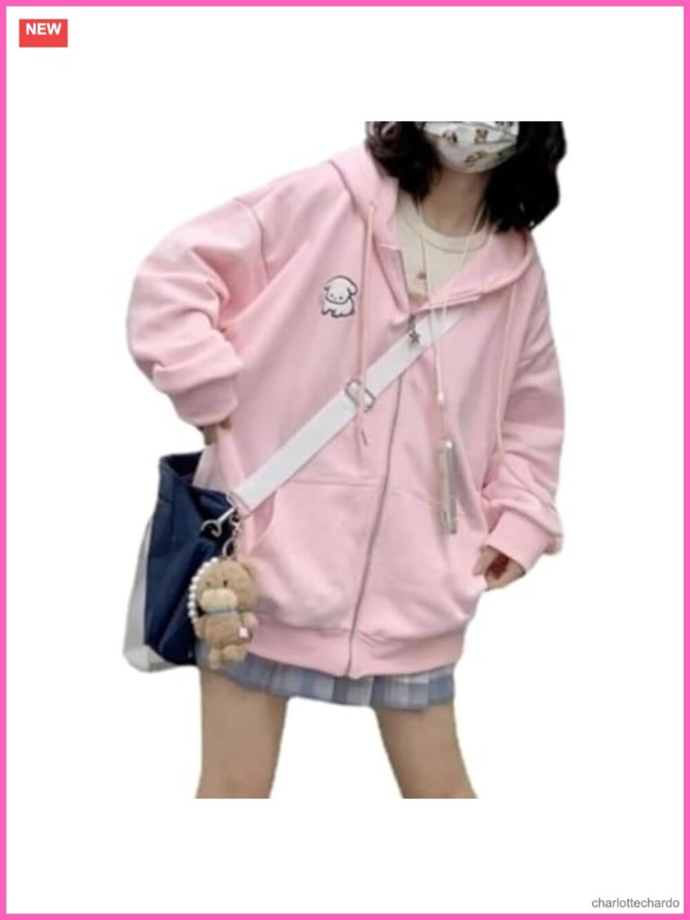 Kawaii Zip Up Hoodie Cartoon Oversized Pullover Jacket Harajuku Y2K Hooded Top